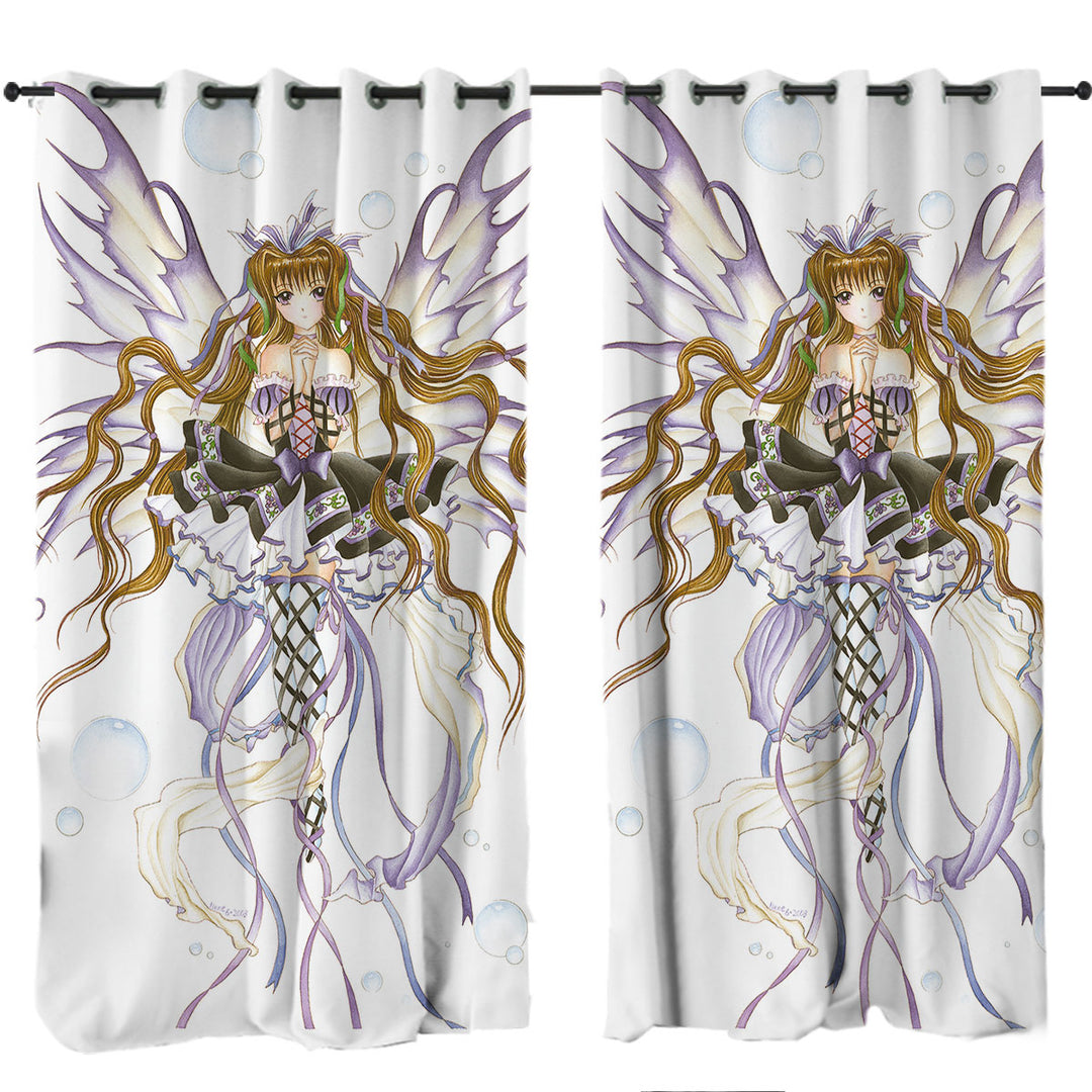 Cool Fantasy Art Burgundy Wine Fairy Window Curtains