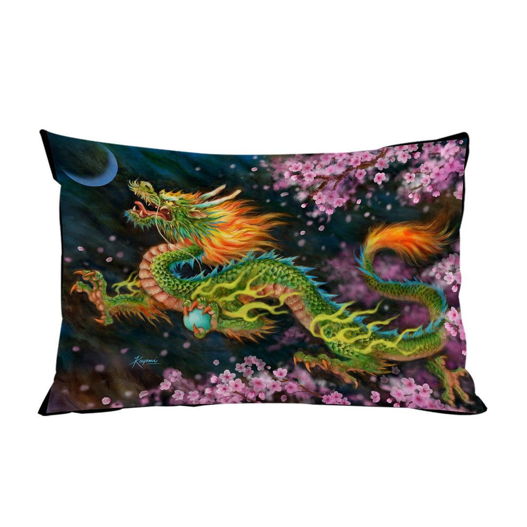 Cool Fantasy Art Cherry Blossom Dragon Pillow Cases