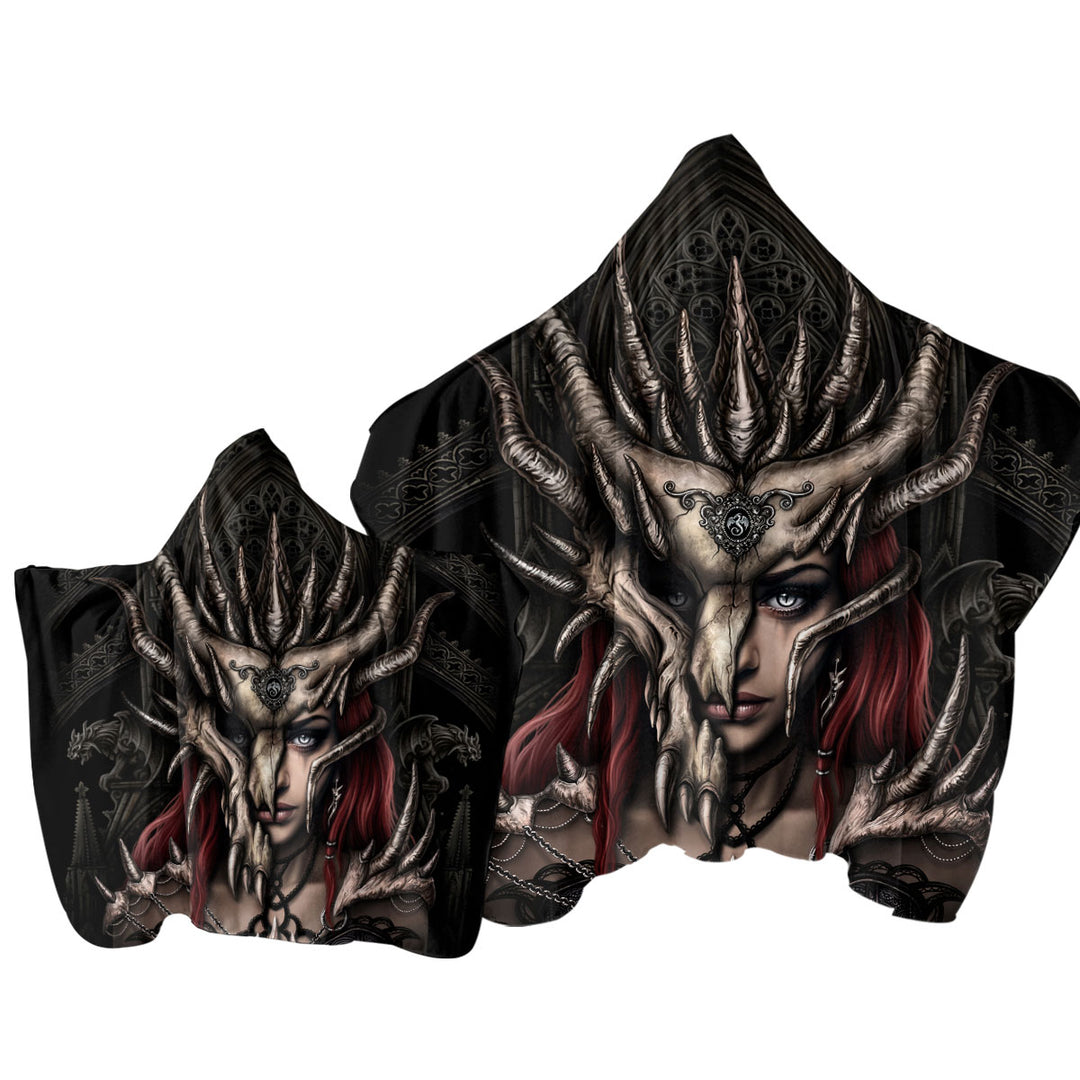 Cool Fantasy Art Dragon Mask Towel Hoodie