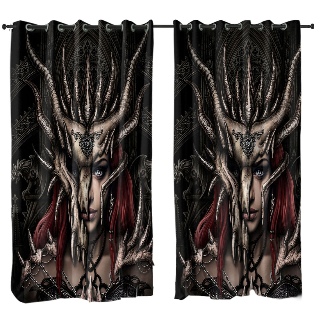 Cool Fantasy Art Dragon Mask Window Curtains