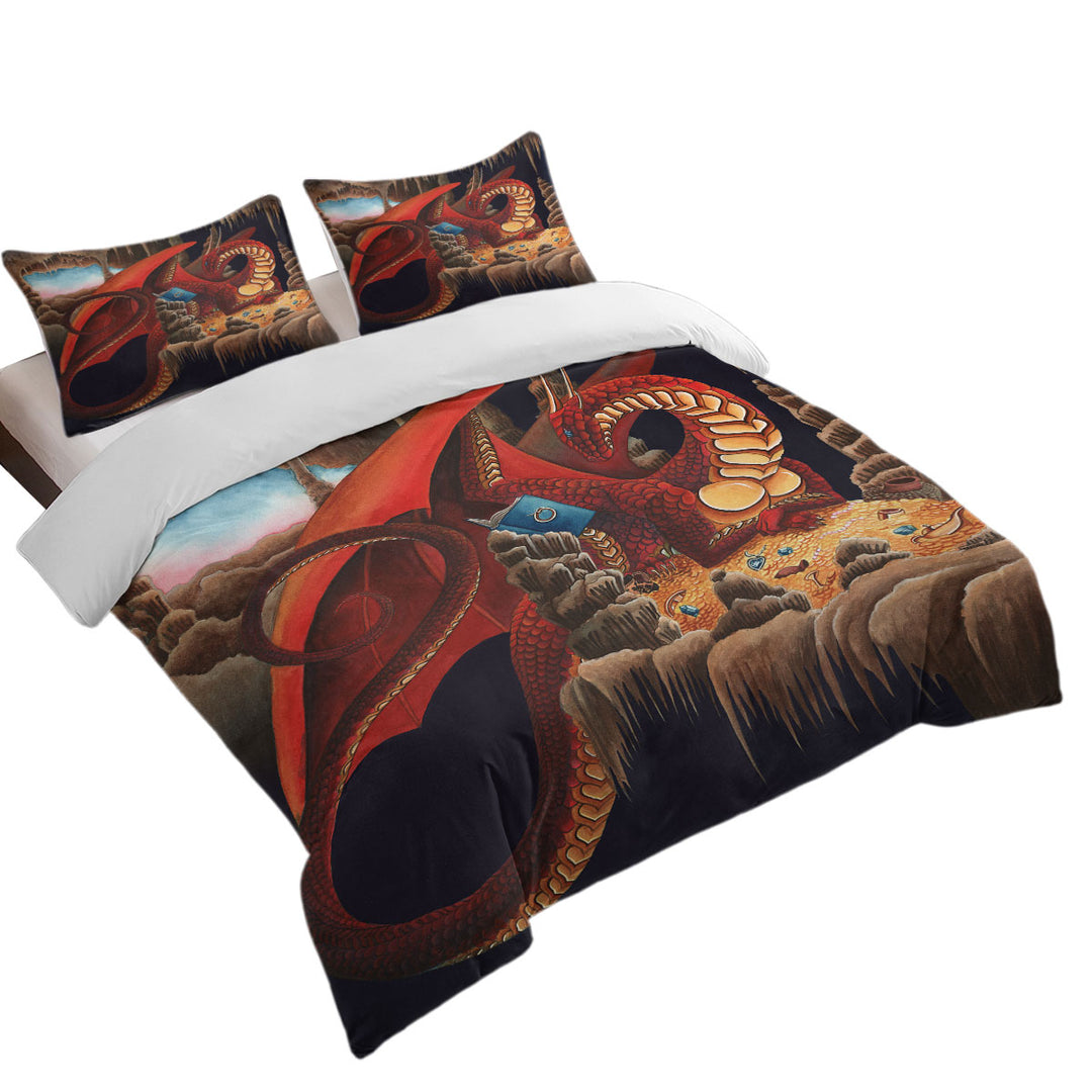 Cool Fantasy Art Dragon Reading a Book Duvet Cover sale