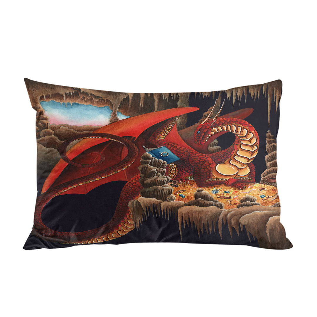 Cool Fantasy Art Dragon Reading a Book Pillowcases