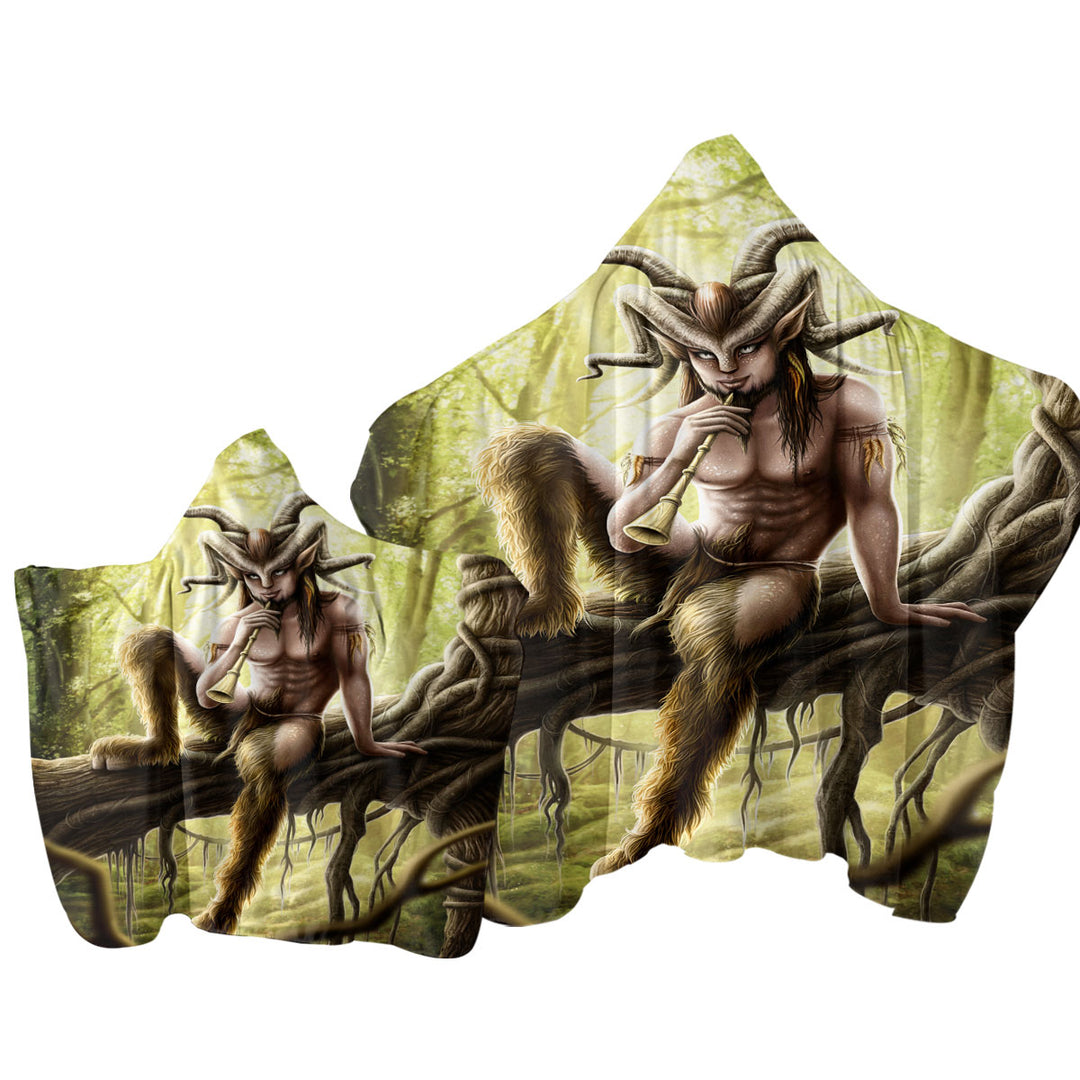 Cool Fantasy Art Faunus the Goat Man Creature Hooded Beach Towel