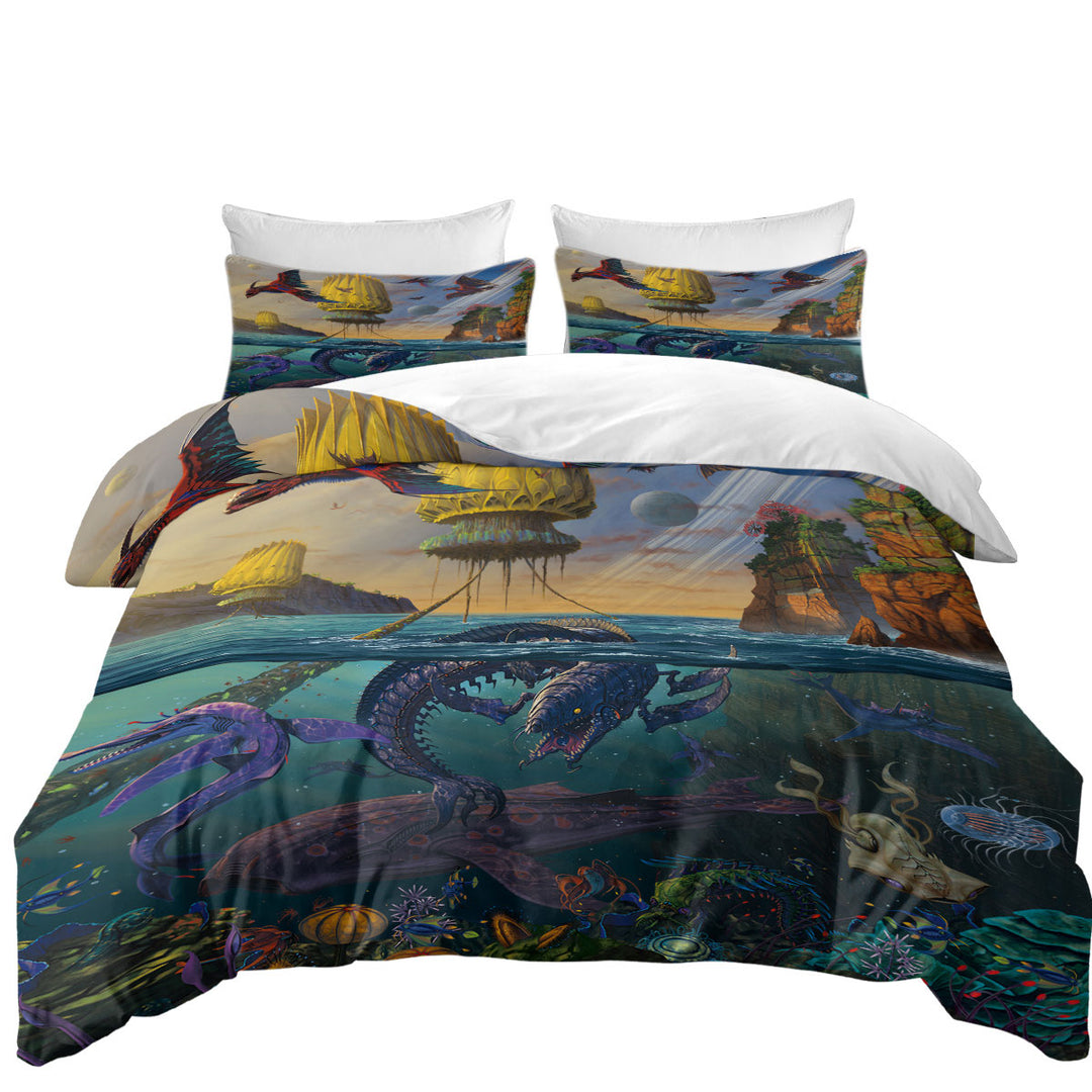 Cool Fantasy Art Frightening Ocean Creatures Duvet Cover sale