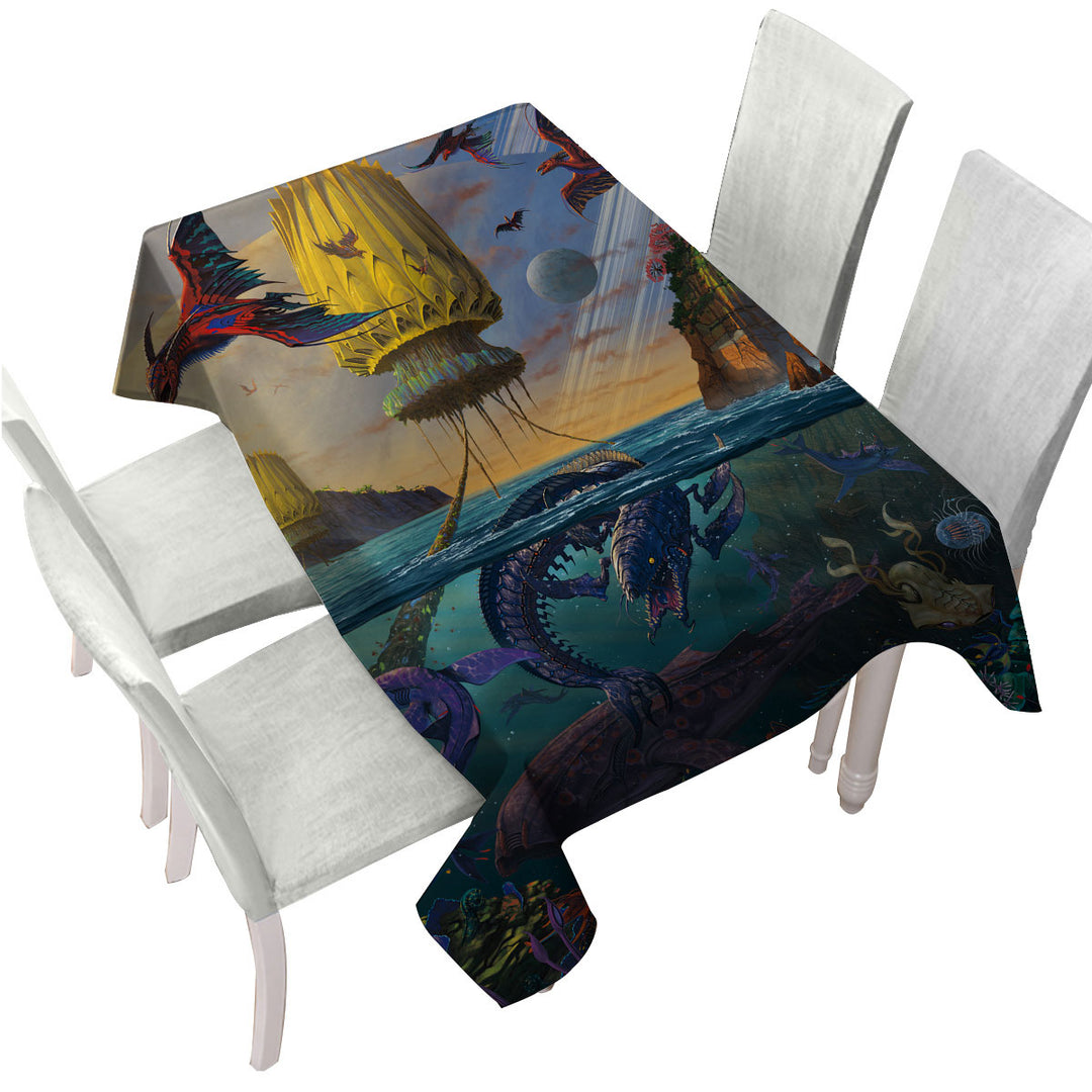 Cool Fantasy Art Frightening Ocean Creatures Tablecloths