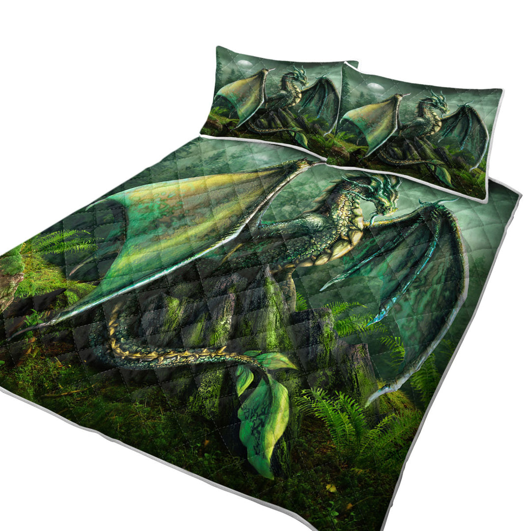 Cool Fantasy Art Garwin the Green Forest Dragon Quilts for sale