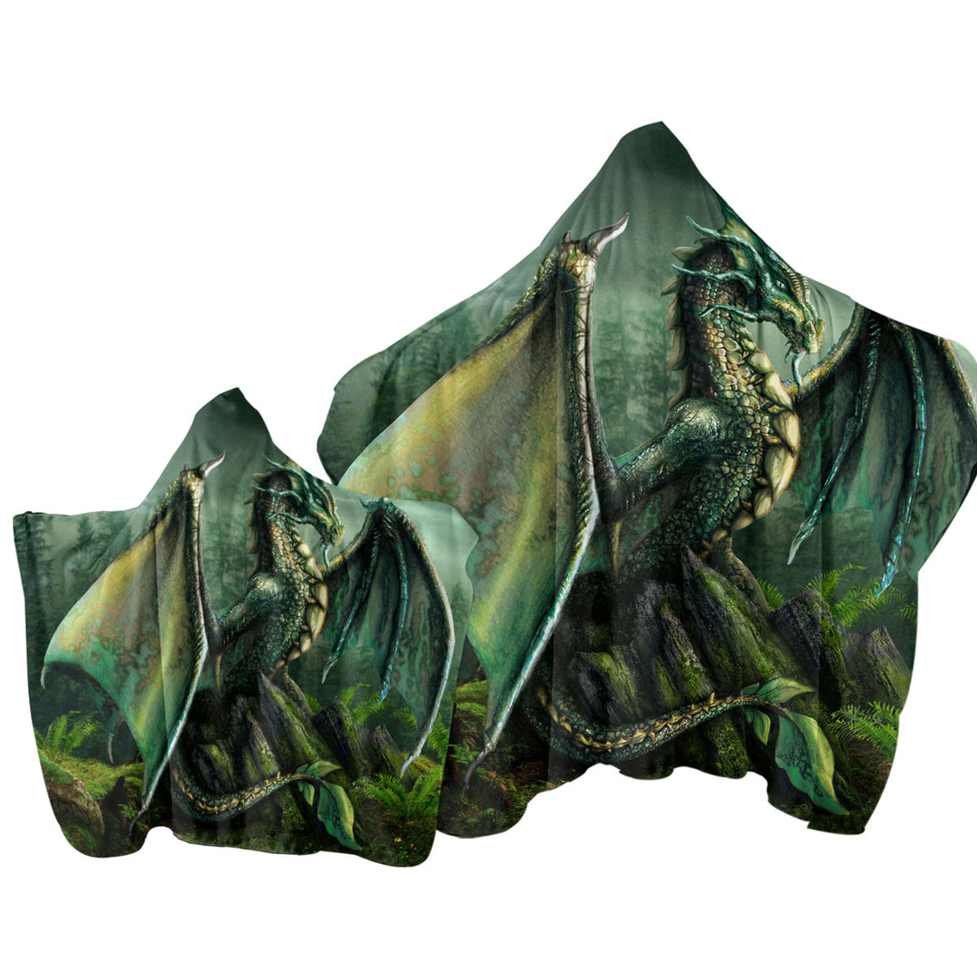 Cool Fantasy Art Garwin the Green Forest Dragon Towel Hoodie