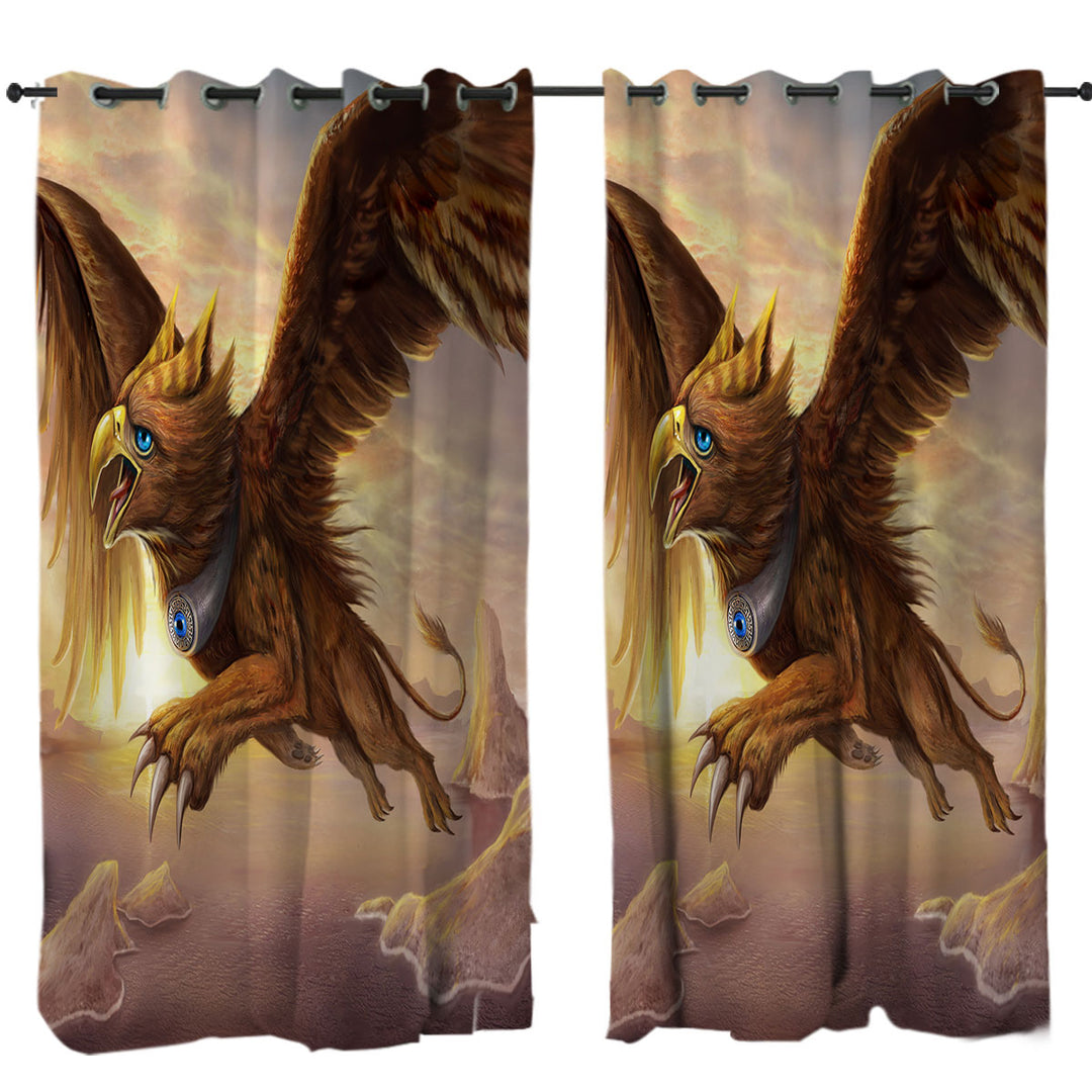 Cool Fantasy Art Griffin Curtains