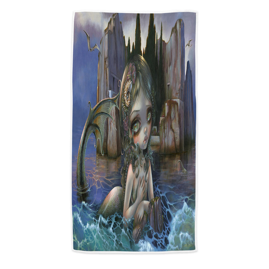 Cool Fantasy Art Isle of the Dead Mermaid Microfiber Beach Towel