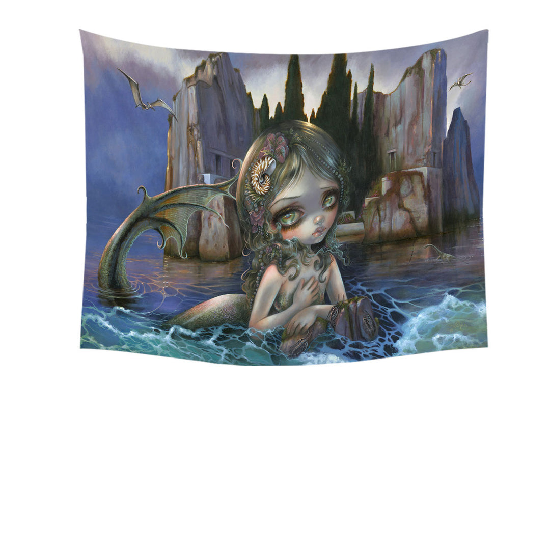 Cool Fantasy Art Isle of the Dead Mermaid Tapestry Wall Decor Art Prints