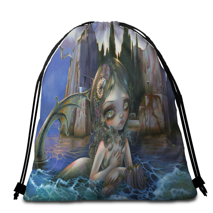 Cool Fantasy Art Isle of the Dead Mermaid Travel Beach Towel