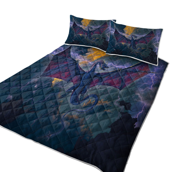 Cool Fantasy Art Lightning and Thunder Dragon Coverlets