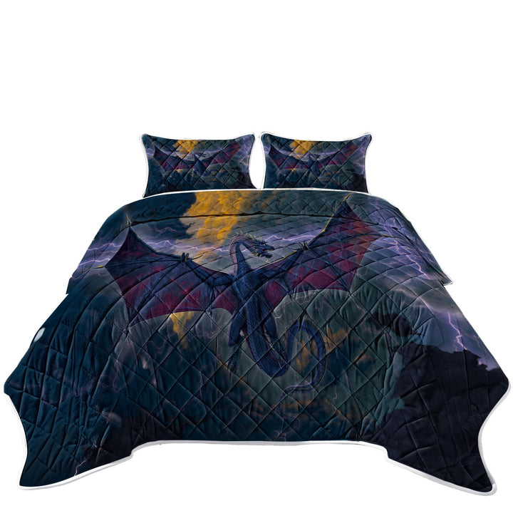 Cool Fantasy Art Lightning and Thunder Dragon Quilt