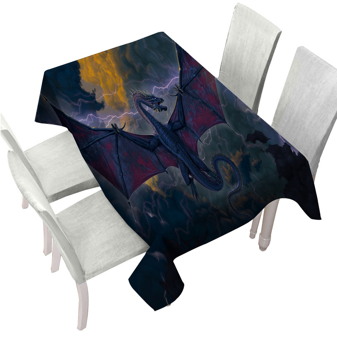 Cool Fantasy Art Lightning and Thunder Dragon Table Cover