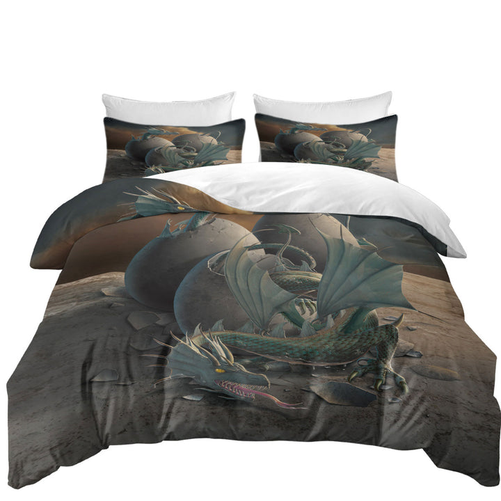 Cool Fantasy Art Offspring Hatching Dragons Comforter Cover