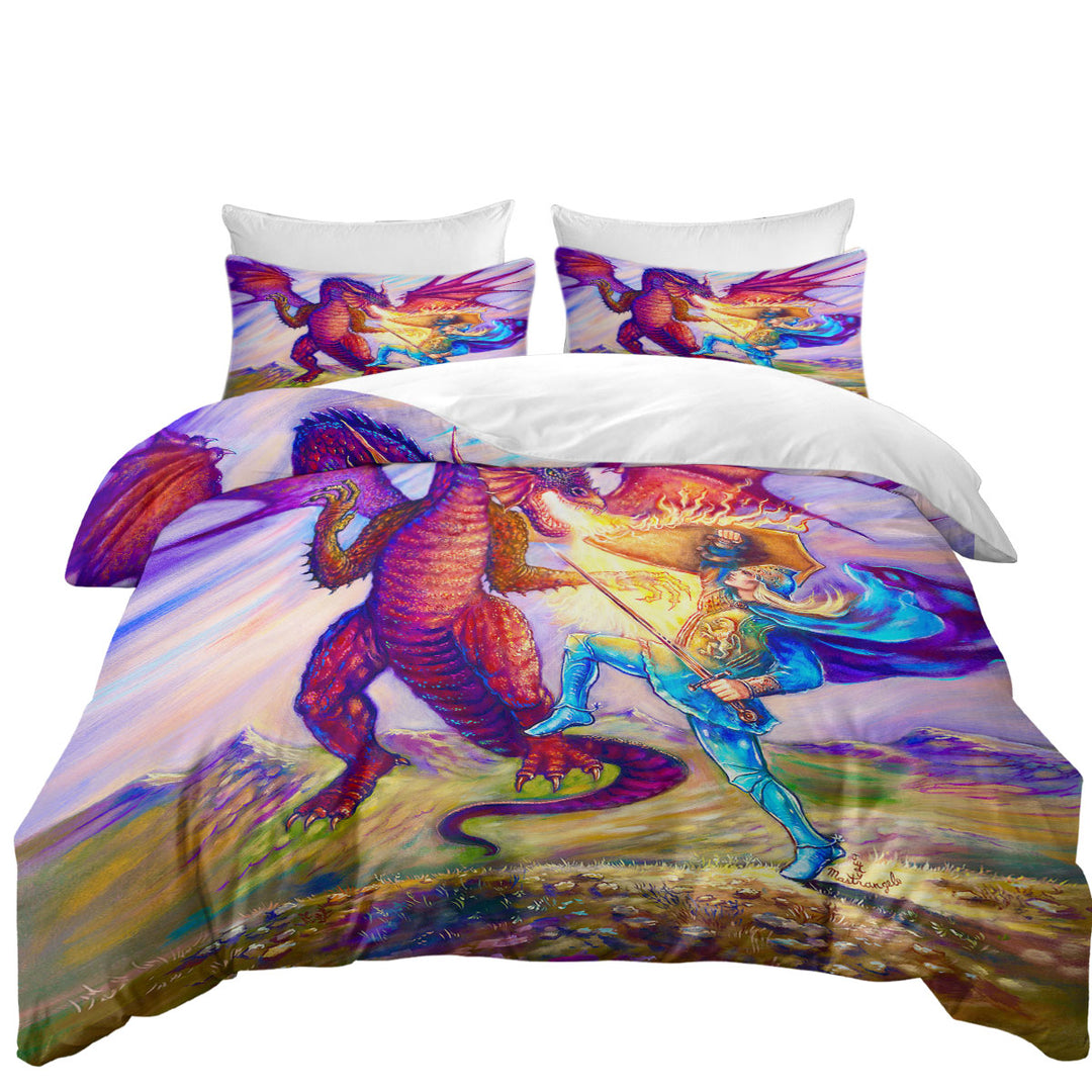 Cool Fantasy Art Painting Saint George and the Dragon California King Duvet Cover