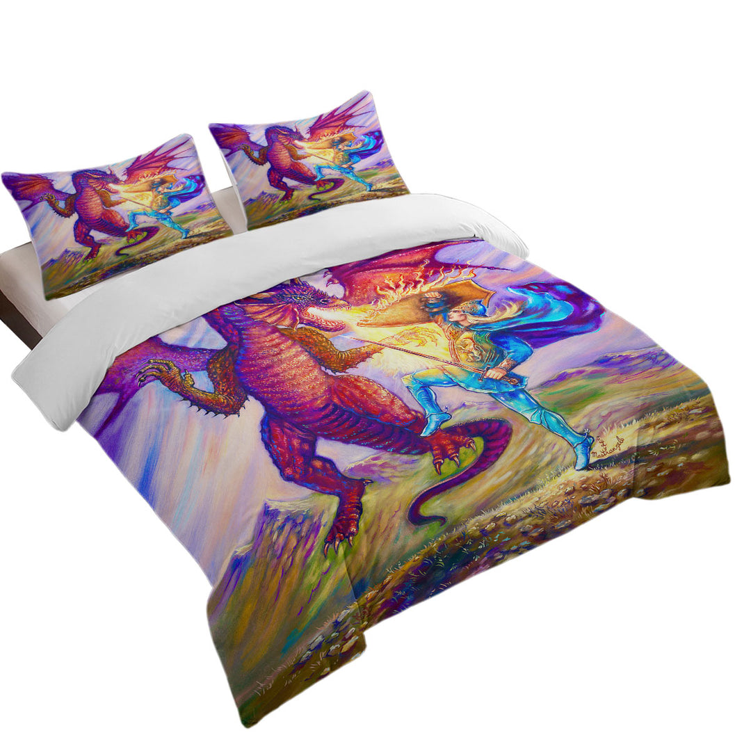 Cool Fantasy Art Painting Saint George and the Dragon Coverlets