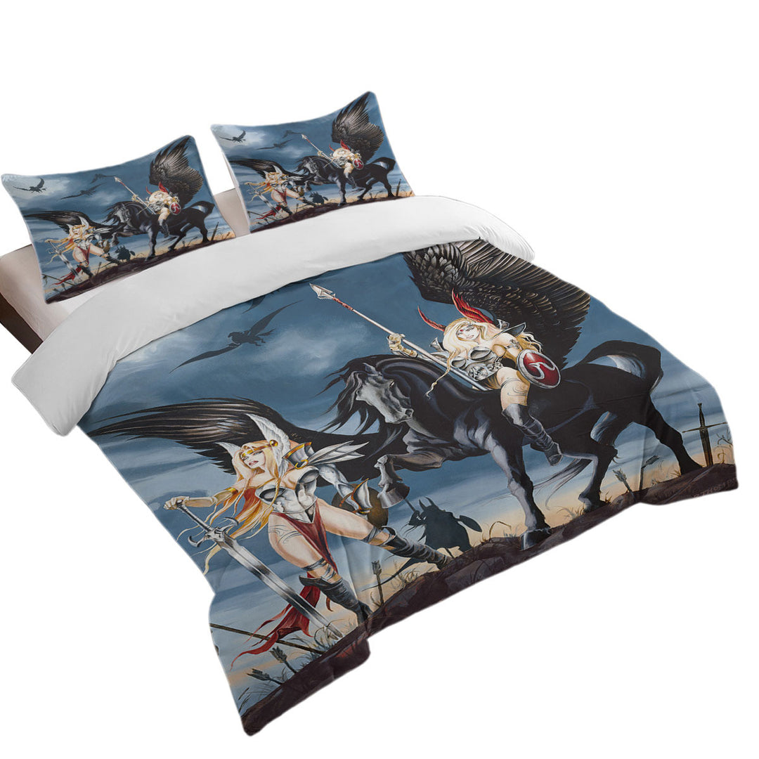 Cool Fantasy Art Pegasus Women Warriors Best Duvet Covers