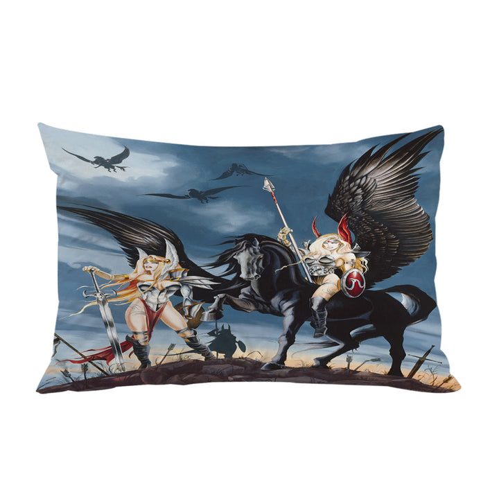 Cool Fantasy Art Pegasus Women Warriors Pillow Case Covers