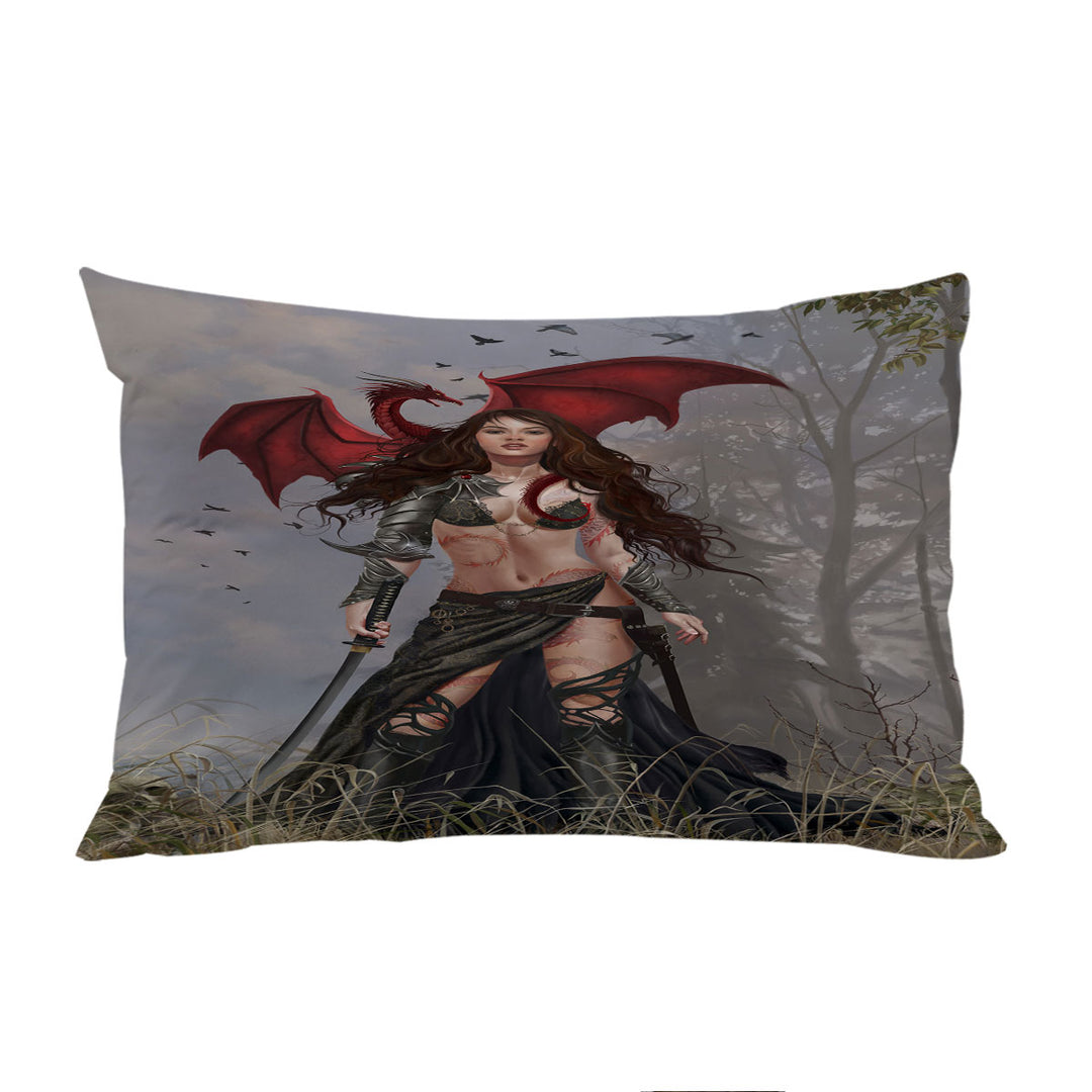 Cool Fantasy Art Sexy Dragon Warrior Woman Pillowcase