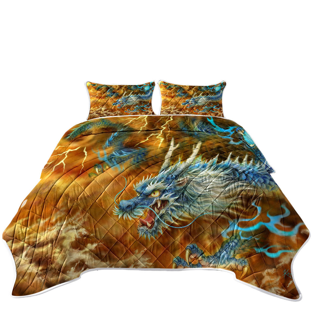 Cool Fantasy Art Storm East Chinese Dragon Coverlets