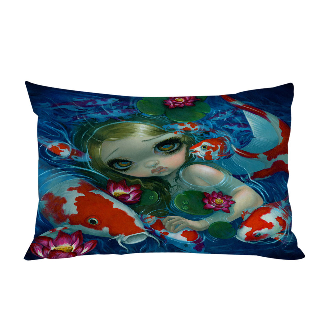 Cool Fantasy Art Swimming with Koi Mermaid Pillow Cases