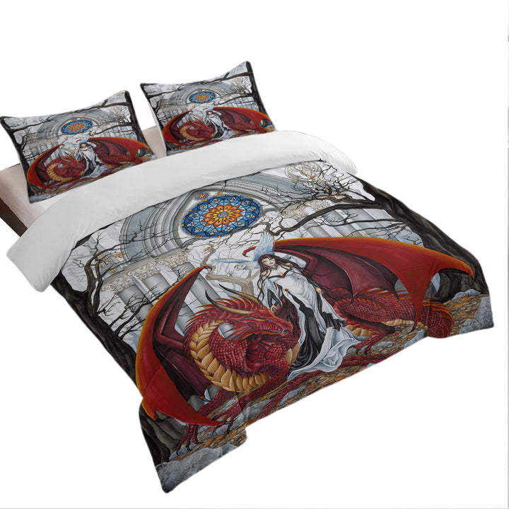 Cool Fantasy Art Wisdom the Dragon Queen Oversized King Duvet Cover