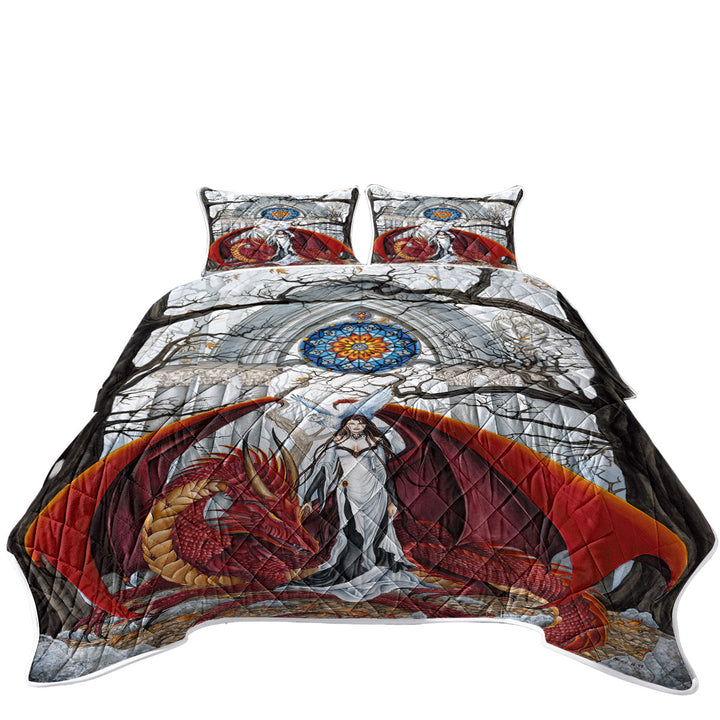 Cool Fantasy Art Wisdom the Dragon Queen Quilt