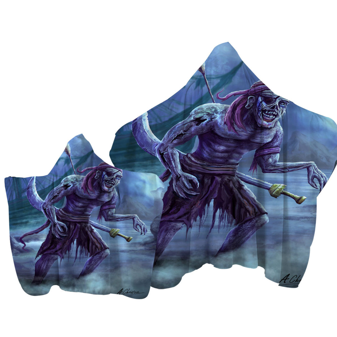 Cool Fantasy Art Zombie Pirate Hooded Beach Towel