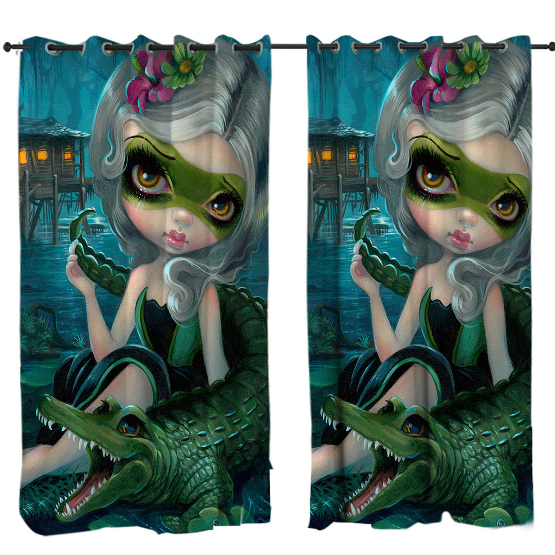 Cool Fantasy Art the Alligator Girl Drapes for Living Room