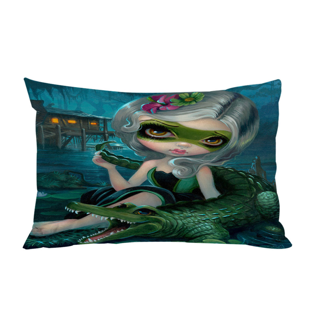 Cool Fantasy Art the Alligator Girl Pillow Cases