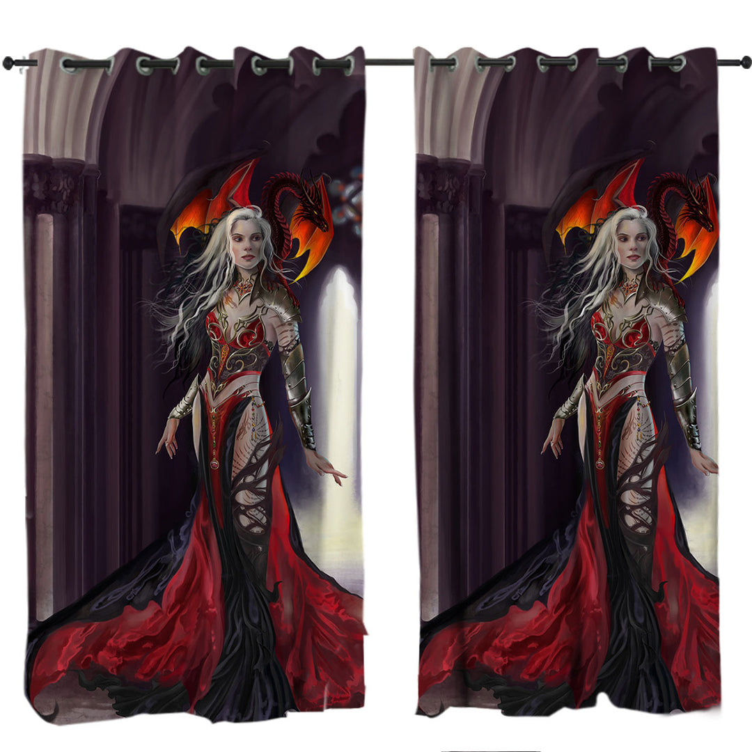 Cool Fantasy Art the Dragon Queen Curtains for Bedroom