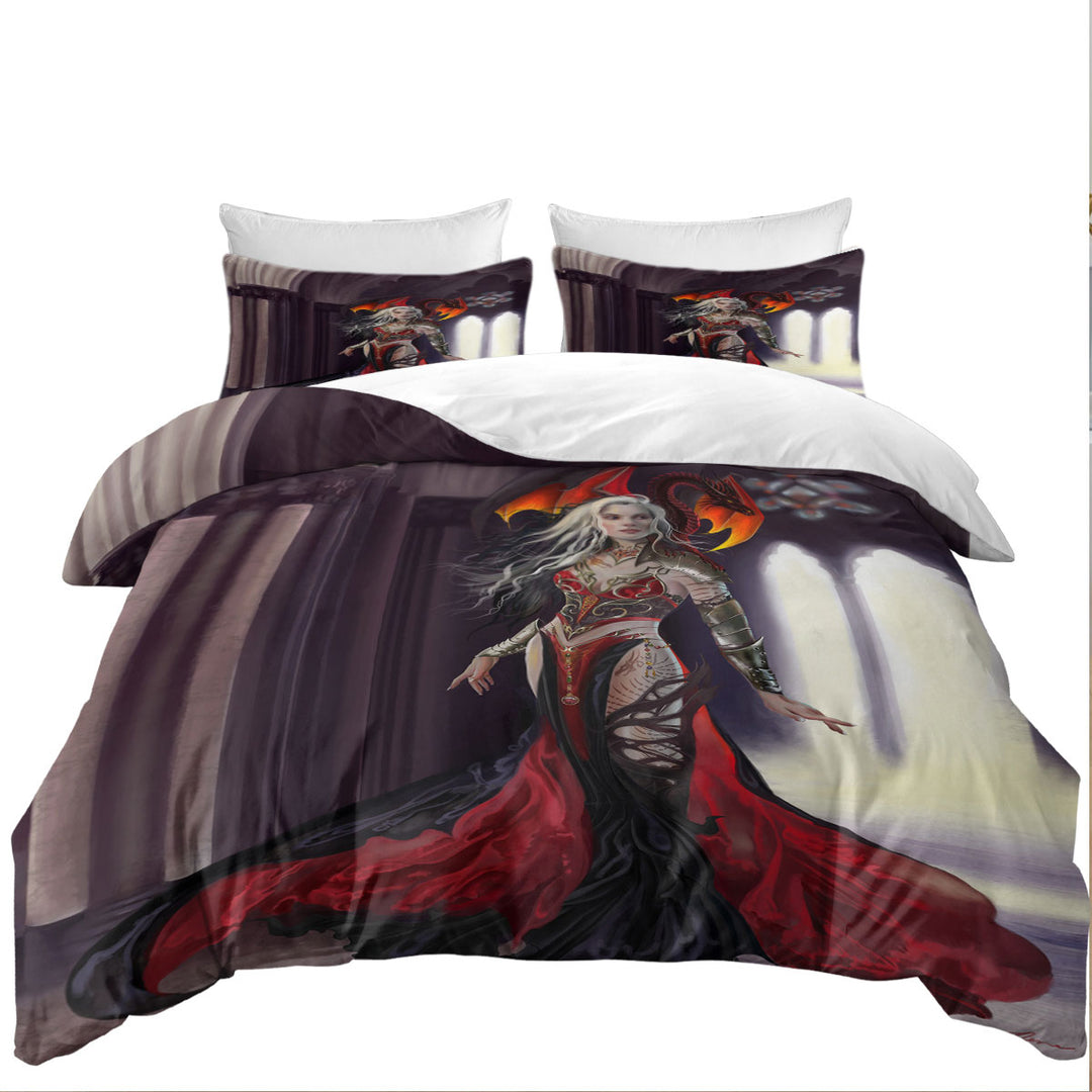 Cool Fantasy Art the Dragon Queen Duvet Covers King