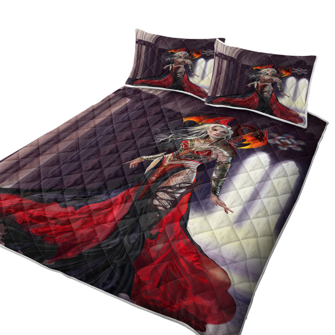 Cool Fantasy Art the Dragon Queen King Size Quilt Sets