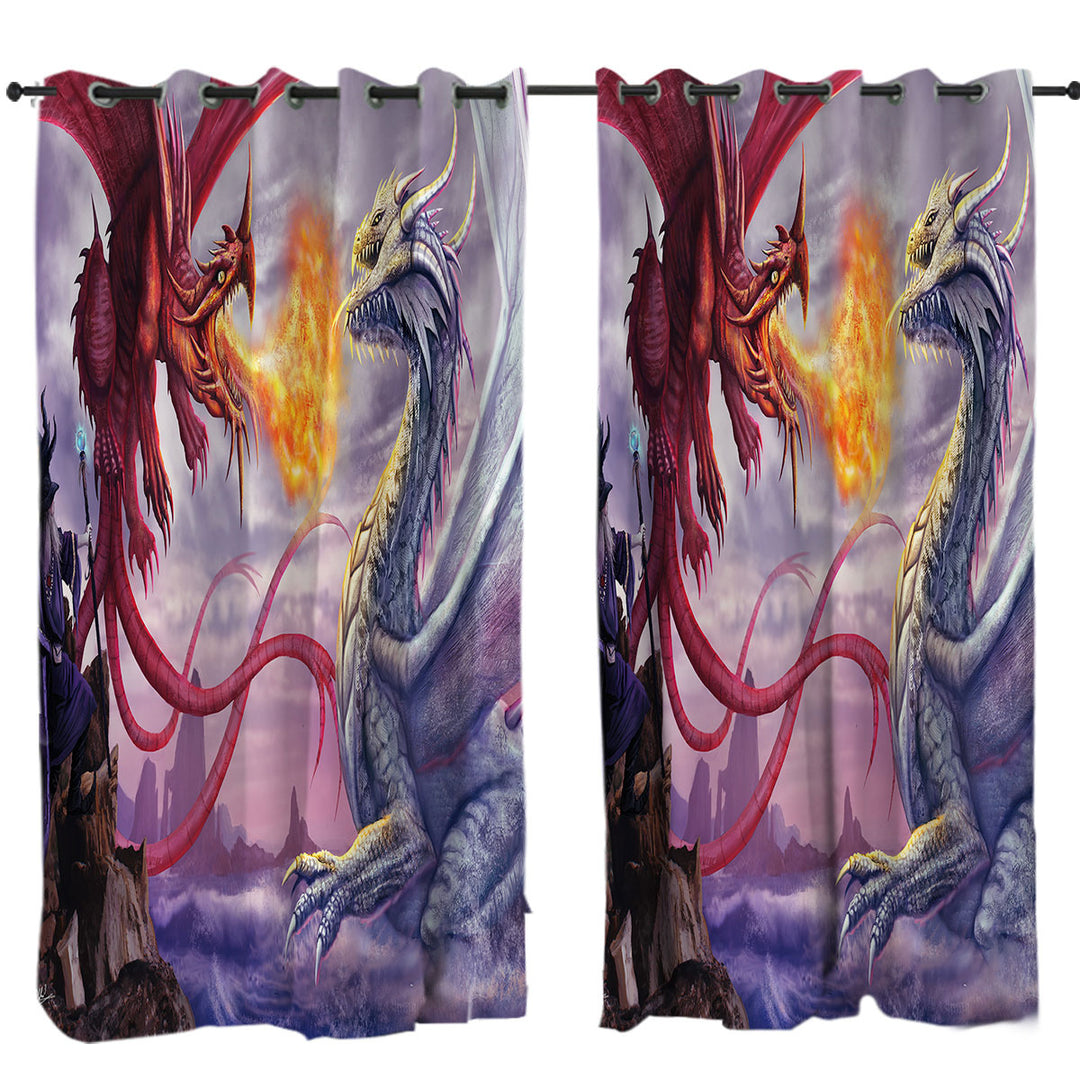 Cool Fantasy Artwork Dragons War Custom Drapes