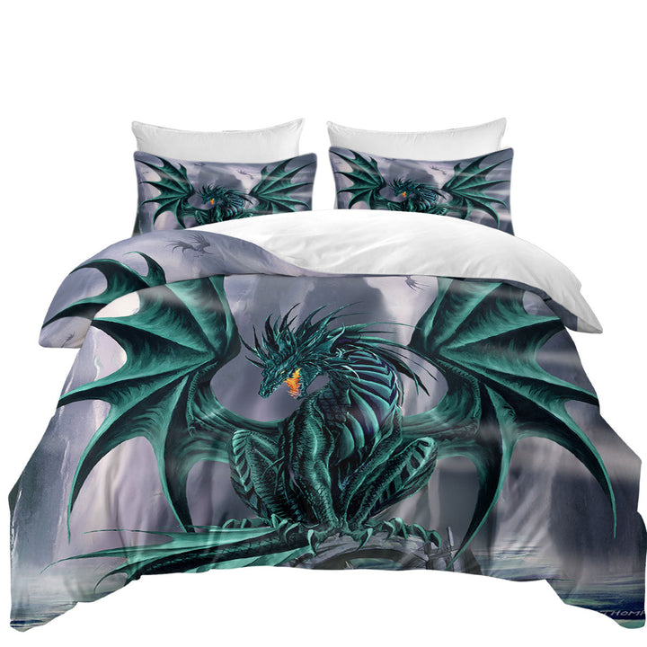 Cool Fantasy Design Ocean Cliff Jade Dragon Best Duvet Covers