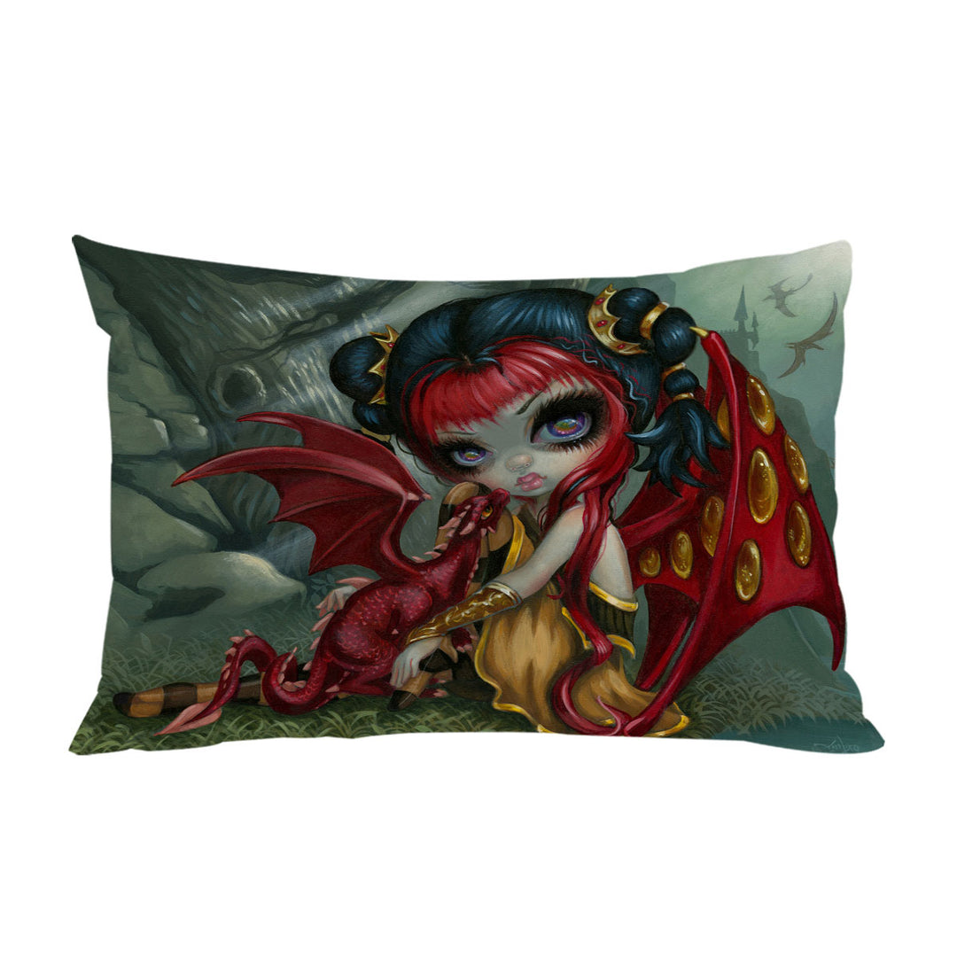 Cool Fantasy Dragon Fairy and Amber Dragonling Custom Pillow Cases