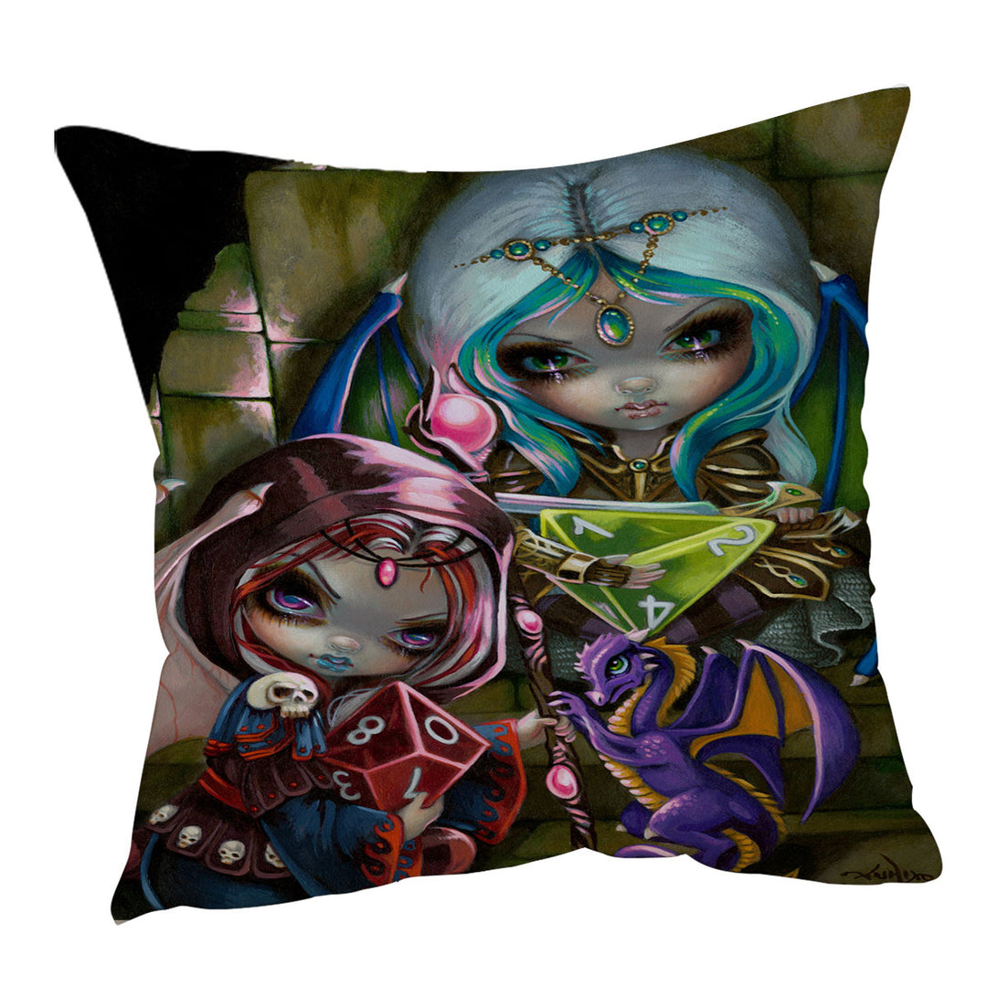 Cool Fantasy Dragons and Fairies Dice Dragonlings Cushion Cover