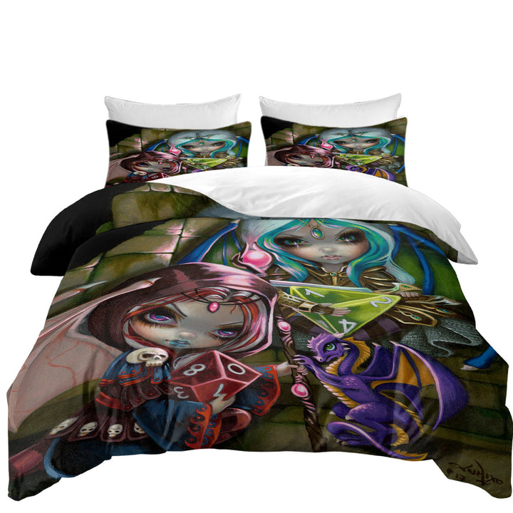 Cool Fantasy Dragons and Fairies Dice Dragonlings Duvet Covers