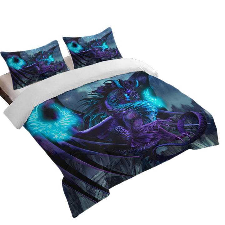 Cool Fantasy Purple Dragon of Fate Duvet Cover