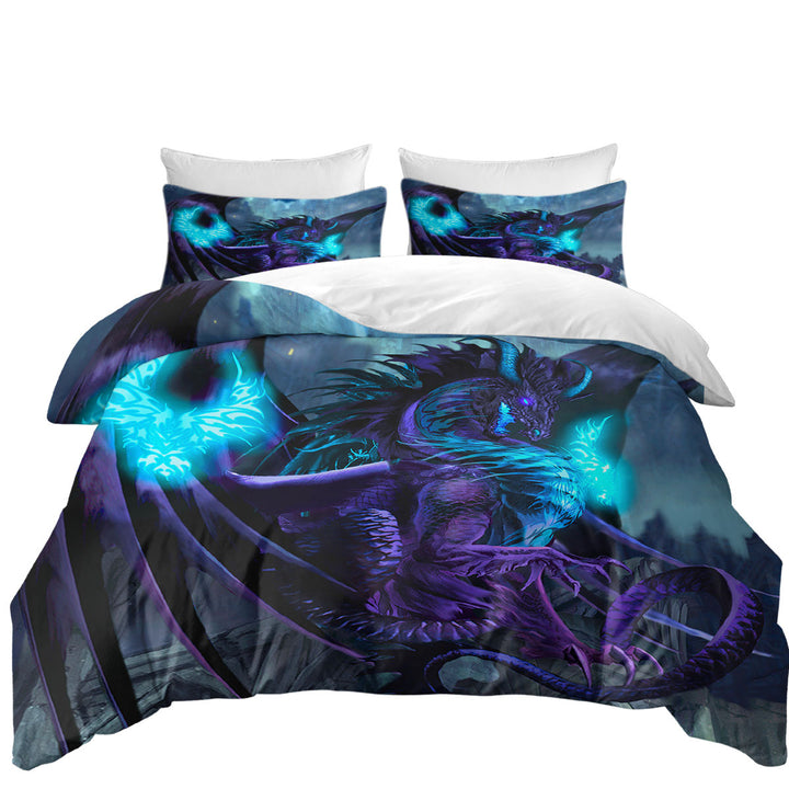 Cool Fantasy Purple Dragon of Fate Oversized King Duvet Cover