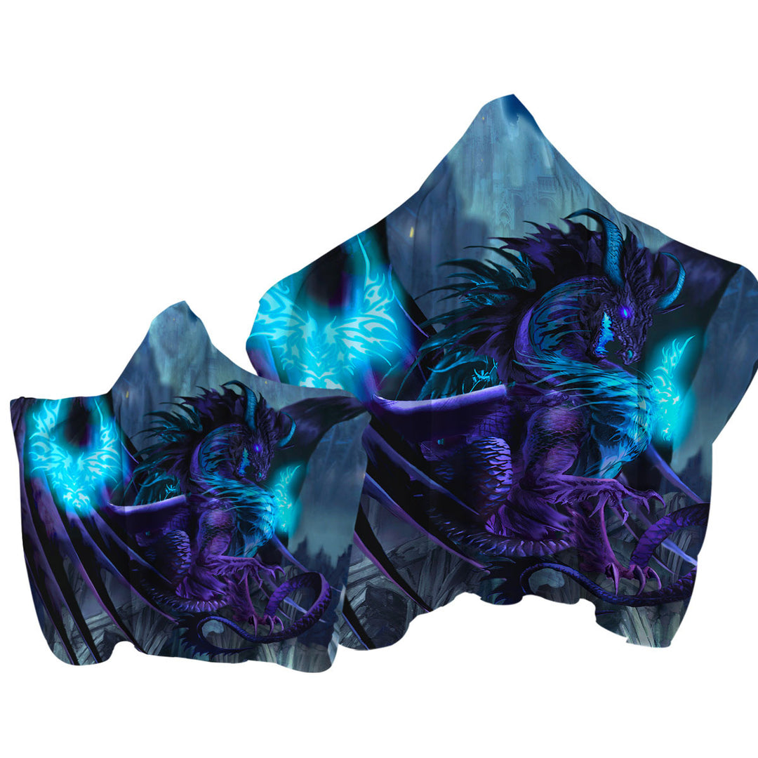 Cool Fantasy Purple Dragon of Fate Towel Hoodie