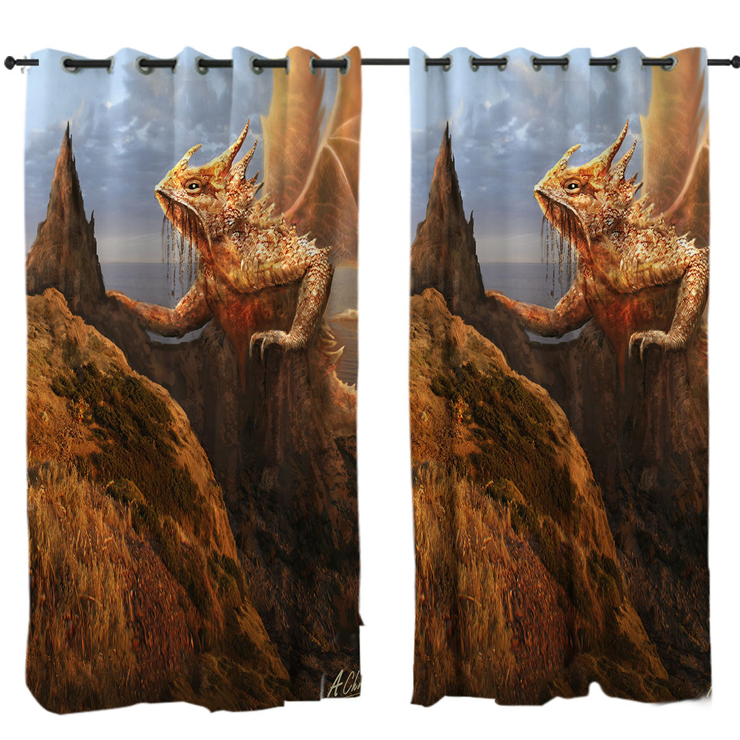 Cool Fantasy Rock Dragon Curtain