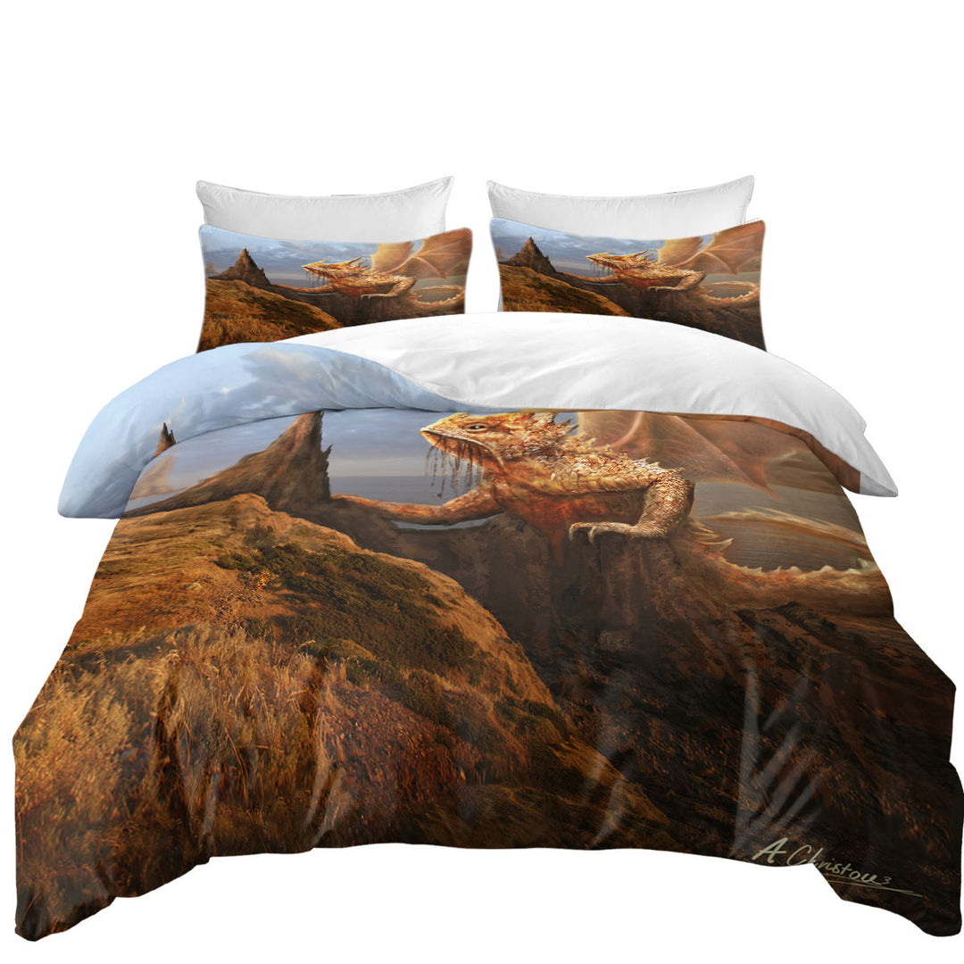 Cool Fantasy Rock Dragon Oversized King Duvet Cover