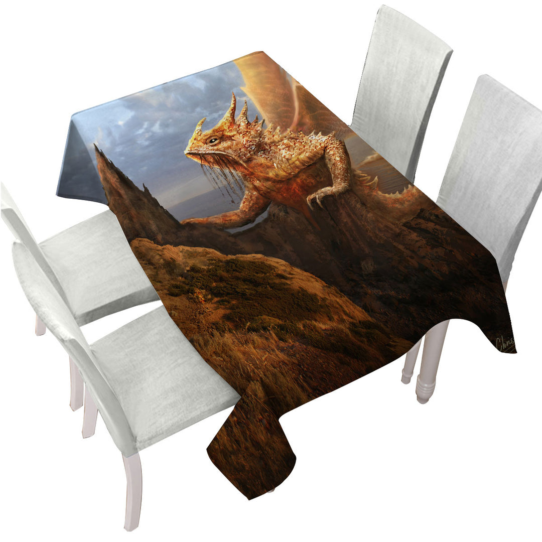 Cool Fantasy Rock Dragon Tablecloths