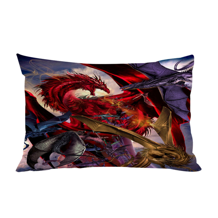 Cool Fantasy Scene Dragon Battle Pillow Cases