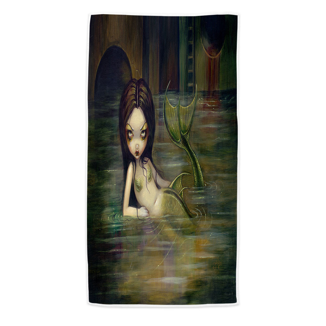 Cool Fantasy Sewer Mermaid Gritty Urban Mermaid Microfiber Beach Towel