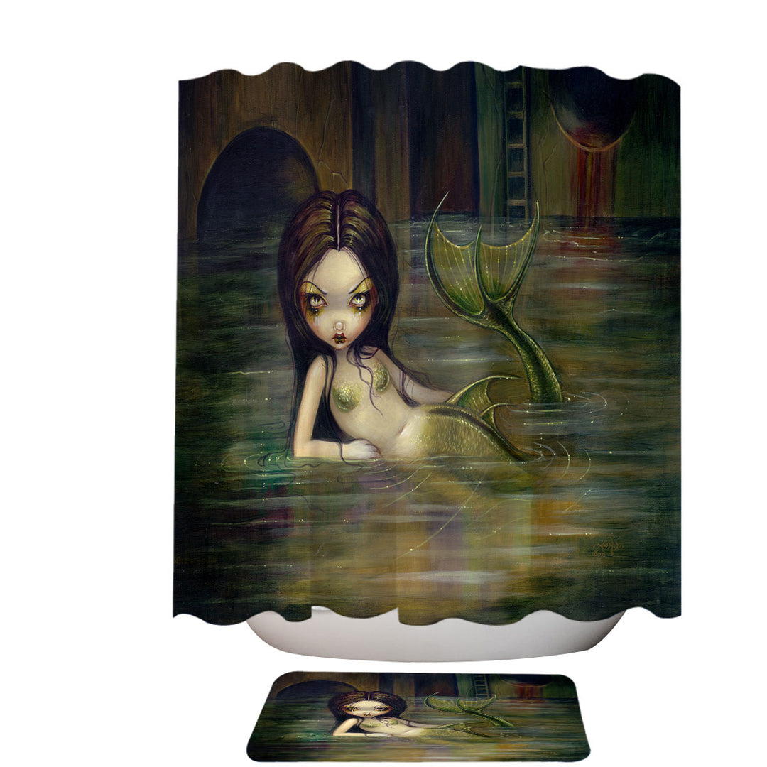 Cool Fantasy Sewer Mermaid Gritty Urban Mermaid Shower Curtain Trends