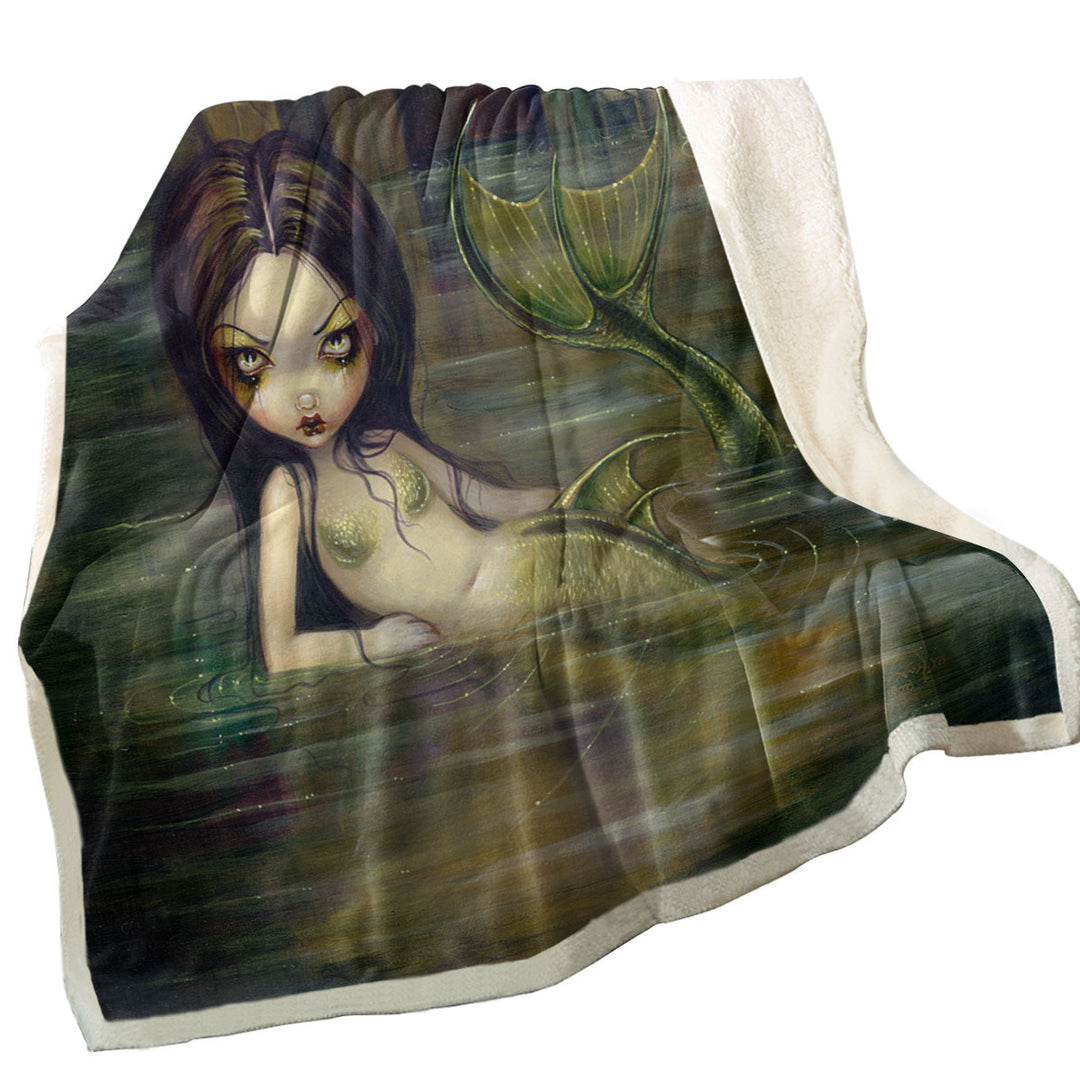 Cool Fantasy Sewer Mermaid Gritty Urban Mermaid Throw Blanket