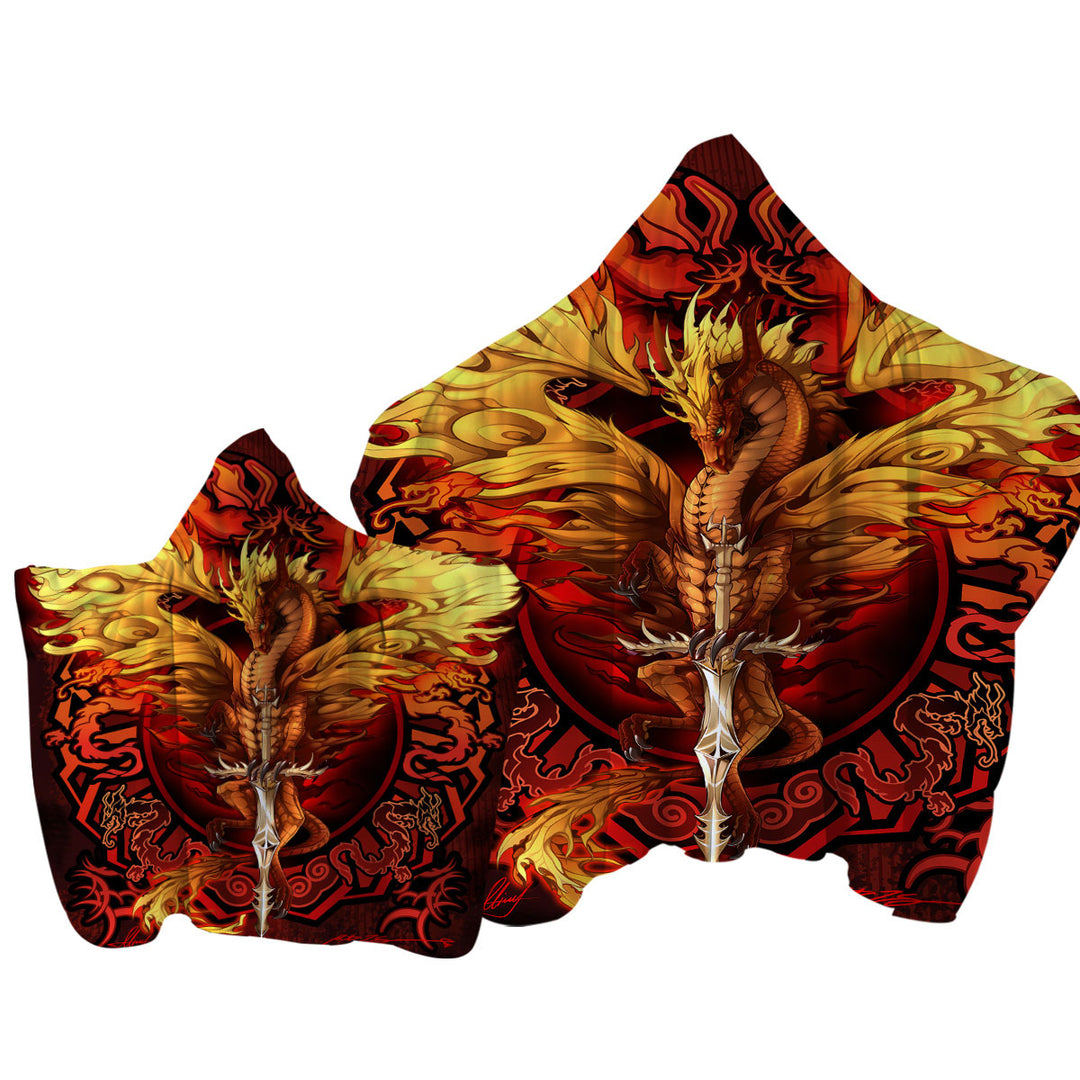 Cool Fantasy Sword Weapon Dragon Flame Blade Towel Hoodie